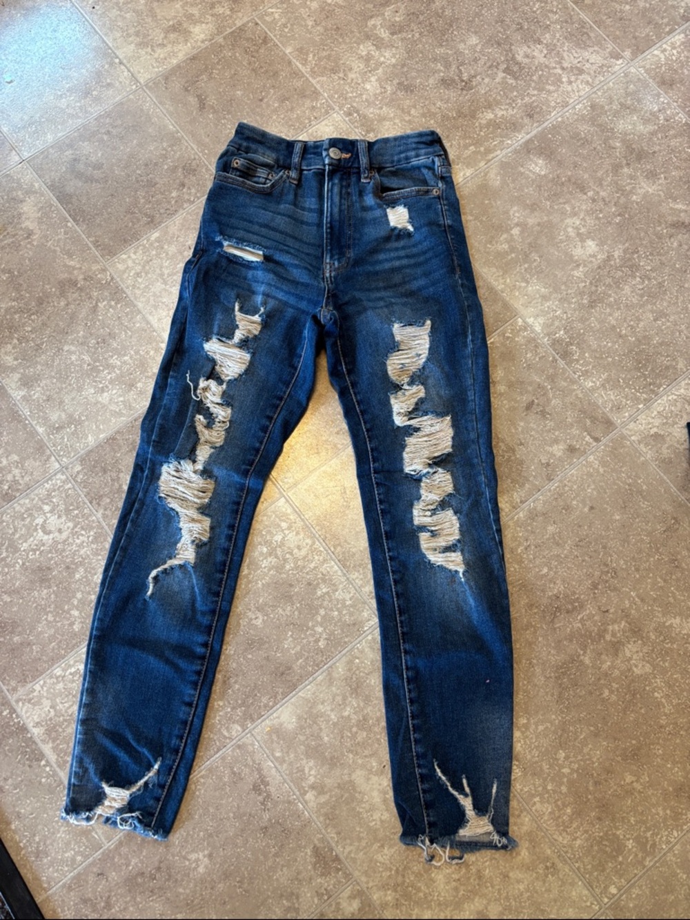 Aeropostale Dark Blue Distressed Skinny Jeans